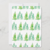 クリスマスハンドウォーター色のホリデーパインツリー 招待状 (裏面)