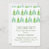 クリスマスハンドウォーター色のホリデーパインツリー 招待状 (正面)