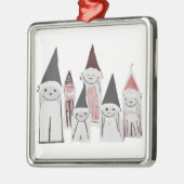 クリスマスハンドドローかわいい小さなキャラクター メタルオーナメント (左)