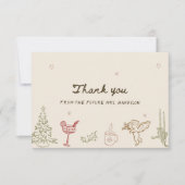 クリスマスハンドドローブライダルシャワー サンキューカード (正面)
