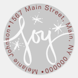 クリスマスハンドドロー喜びレタリングファミリーアドレス ラウンドシール