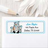 クリスマスハンドドロー雪だるまブルー ラベル (インサイチュ)