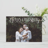 クリスマスハンドレタリングがトップファミリーのフォトカードに 案内状 (スタンド正面)