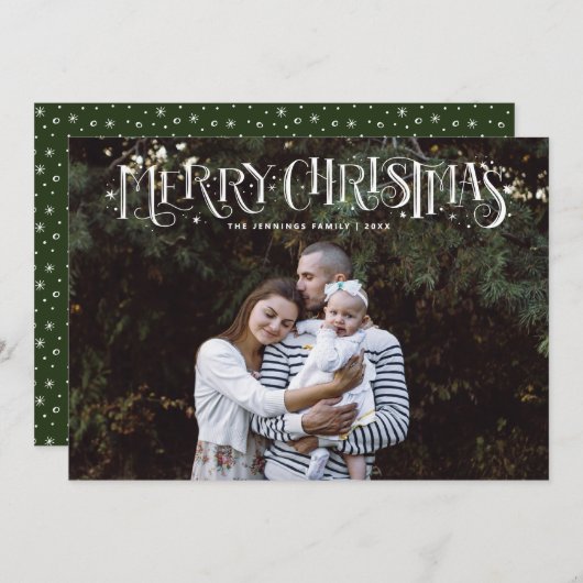クリスマスハンドレタリングがトップファミリーのフォトカードに 案内状 (正面/裏面)