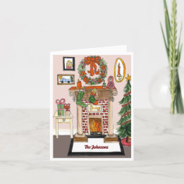 クリスマスハースとリース折り畳みホリデーカード シーズンカード