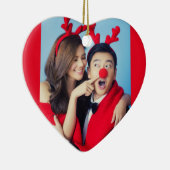 クリスマスハートとカスタム年の写真（赤） セラミックオーナメント (右)