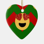 クリスマスハートアイ絵文字 セラミックオーナメント (右)