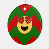 クリスマスハートアイ絵文字 セラミックオーナメント (左)