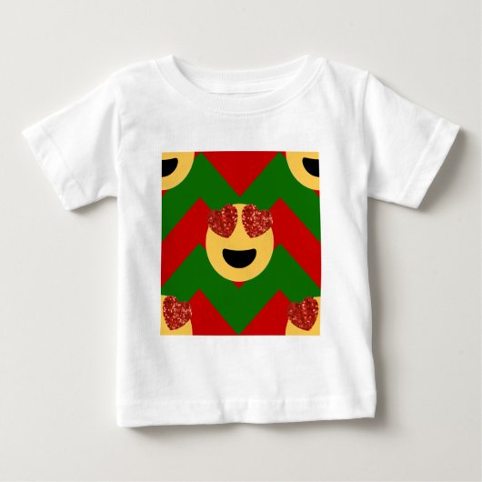 クリスマスハートアイ絵文字 ベビーTシャツ (正面)