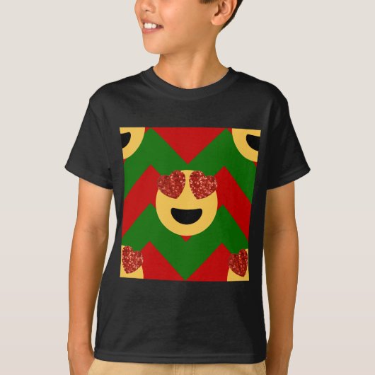 クリスマスハートアイ絵文字 Tシャツ (正面)