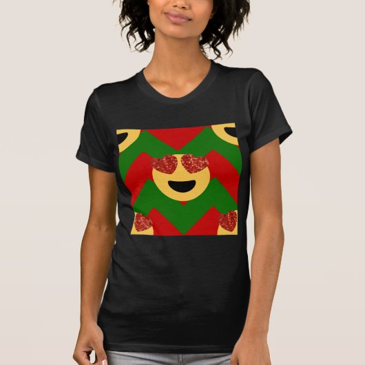 クリスマスハートアイ絵文字 Tシャツ (正面)