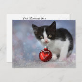 クリスマスハートオーナメント子猫 シーズンポストカード (正面/裏面)