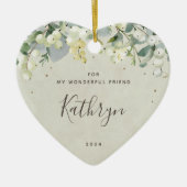 クリスマスハートカスタム型のノンフォト セラミックオーナメント (正面)