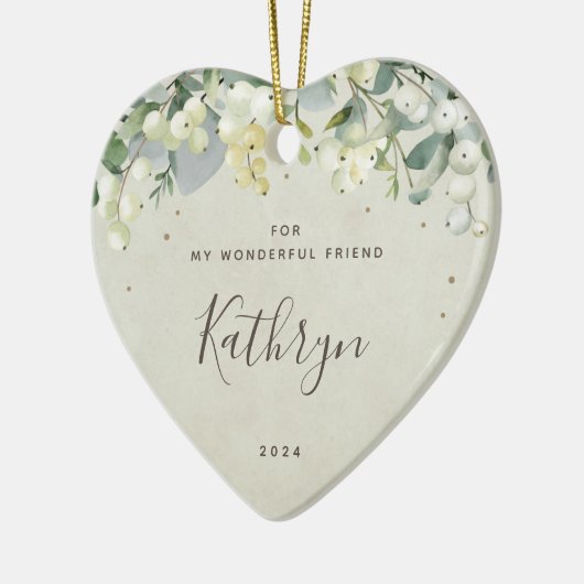 クリスマスハートカスタム型のノンフォト セラミックオーナメント (左)