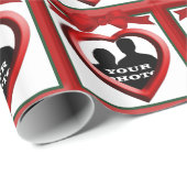 クリスマスハートフォトフレームカスタム ラッピングペーパー (ロールコーナー)