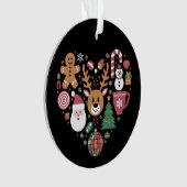 クリスマスハートラブアイコンホリデークリスマスサンタ オーナメント (正面)