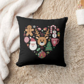 クリスマスハートラブアイコンホリデークリスマスサンタ クッション (ブランケット)