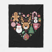 クリスマスハートラブアイコンホリデークリスマスサンタ フリースブランケット (正面)