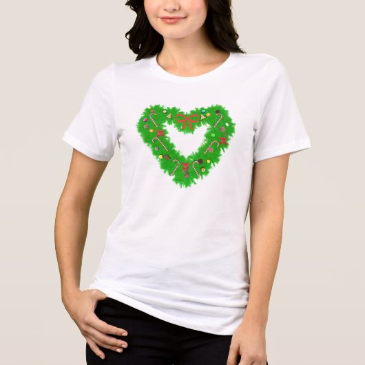 クリスマスハートリース トライブレンドTシャツ (正面)