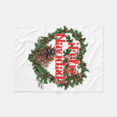 クリスマスハートリース(Feliz Navidad) フリースブランケット (正面(横))