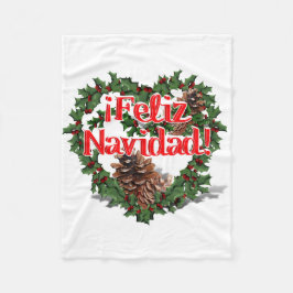 クリスマスハートリース(Feliz Navidad) フリースブランケット