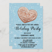 クリスマスハート会社ホリデーパーティブルースノー 招待状 (正面/裏面)