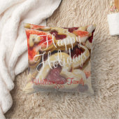 クリスマスハート形シュガークッキー家族名Th クッション (ブランケット)