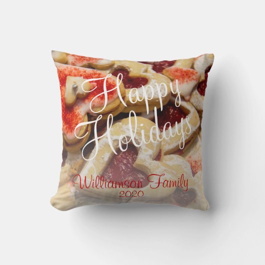 クリスマスハート形シュガークッキー家族名Th クッション (正面)