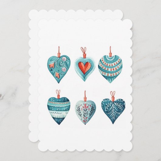 クリスマスハート装飾品のコレクション シーズンカード (正面/裏面)