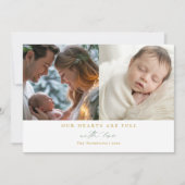 クリスマスハート ミニマルな松の木 家族 ベイビー 2枚の写真 シーズンカード (正面)