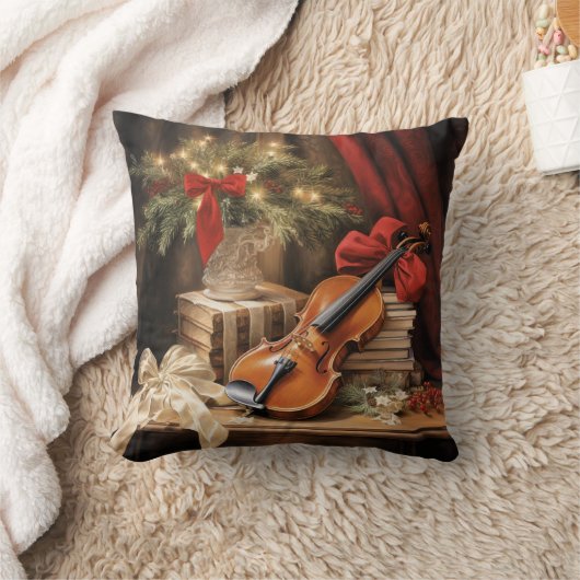 クリスマスバイオリン音楽 クッション (ブランケット)