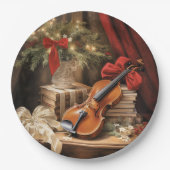 クリスマスバイオリン音楽 ペーパープレート (正面)