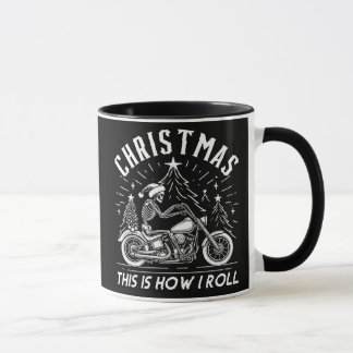 クリスマスバイクもしくは自転車に乗る人こうやって転がる マグカップ