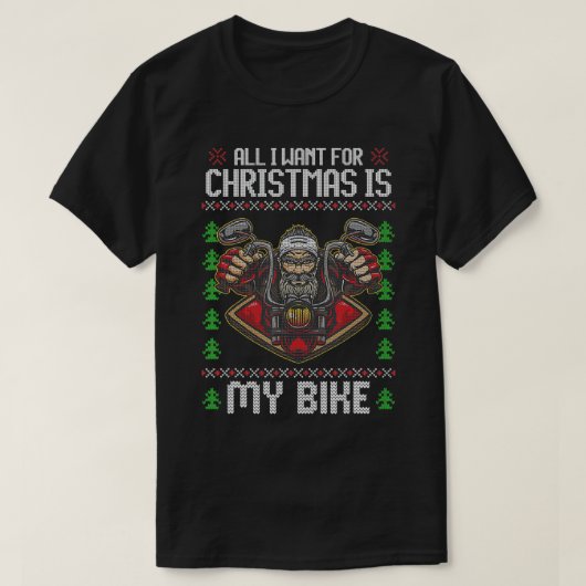 クリスマスバイクもしくは自転車に乗る人オートバイクルーザーバイバイク Tシャツ (デザイン正面)