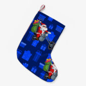 クリスマスバイクもしくは自転車に乗る人サンタ スモールクリスマスストッキング (正面 (吊り時))