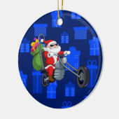 クリスマスバイクもしくは自転車に乗る人サンタ セラミックオーナメント (左)