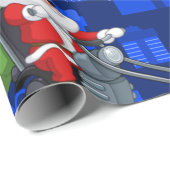 クリスマスバイクもしくは自転車に乗る人サンタ ラッピングペーパー (ロールコーナー)