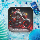 クリスマスバイクバイクもしくは自転車に乗る人サンタ ペーパープレート (パーティー)