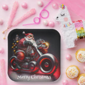 クリスマスバイクバイクもしくは自転車に乗る人サンタ ペーパープレート (パーティー)