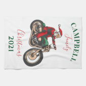 クリスマスバイク奏者ファミリーサンタ キッチンタオル (横)
