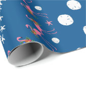 クリスマスバイザショアフラミンゴN Seashells Navy ラッピングペーパー (ロールコーナー)