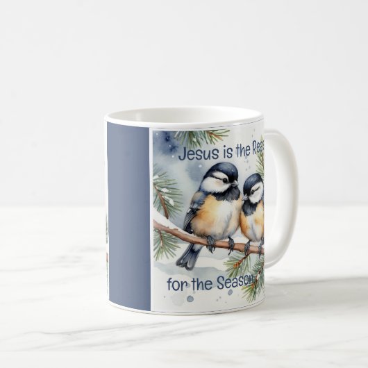 クリスマスバイブル引用文かわいい《鳥》アメリカゴガラ鳥 コーヒーマグカップ (正面右)