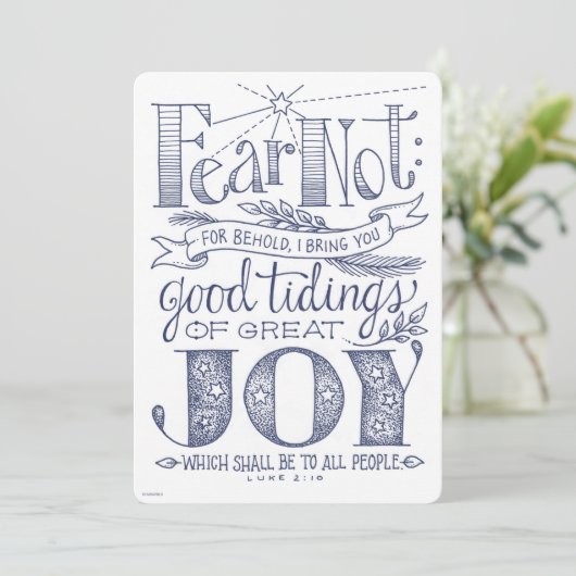 クリスマスバイブル引用文タイポグラフィホリデーカード シーズンカード (スタンド正面)