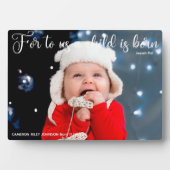 クリスマスバイブル聖句の美しいカスタムベビー写真 フォトプラーク (正面)