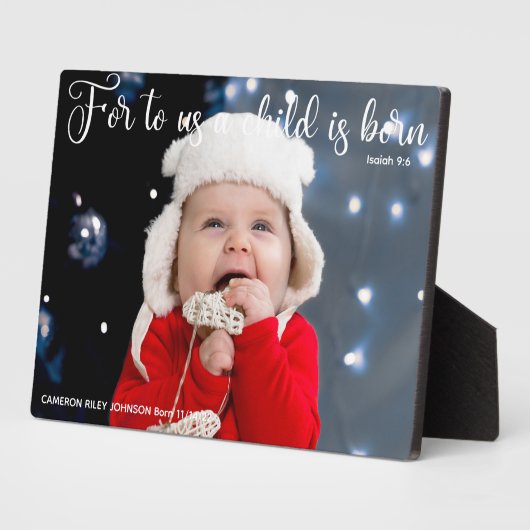 クリスマスバイブル聖句の美しいカスタムベビー写真 フォトプラーク (側面)