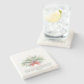 クリスマスバイブル詩の水の色の緑の休日 ストーンコースター (横)