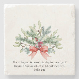 クリスマスバイブル詩の水の色の緑の休日 ストーンコースター