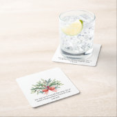 クリスマスバイブル詩の水の色の緑フローラ スクエアペーパーコースター (インサイチュ)