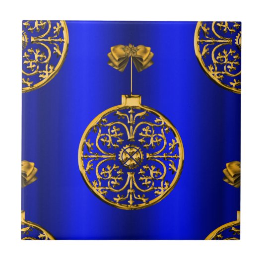 クリスマスバウブオンブルー タイル (正面)