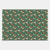 クリスマスバウブルと冬の葉の緑 ラッピングペーパーシート (正面3)